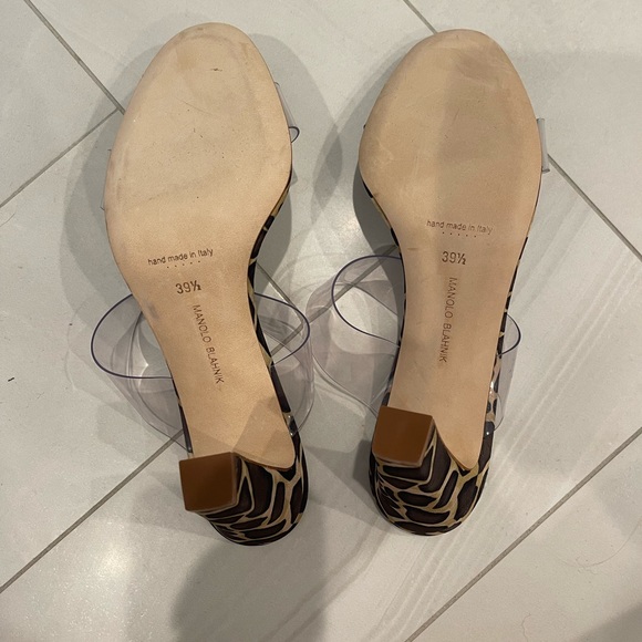 Manolo Blahnik PVC double strap animal print heel - Picture 2 of 5